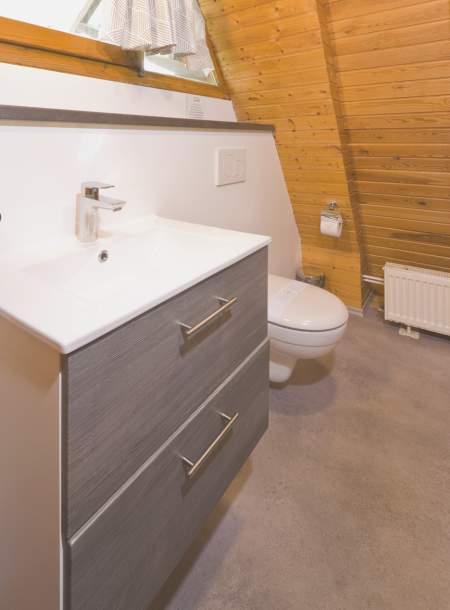 Foto von dem Badezimmer im Nurdachhaus 340.
