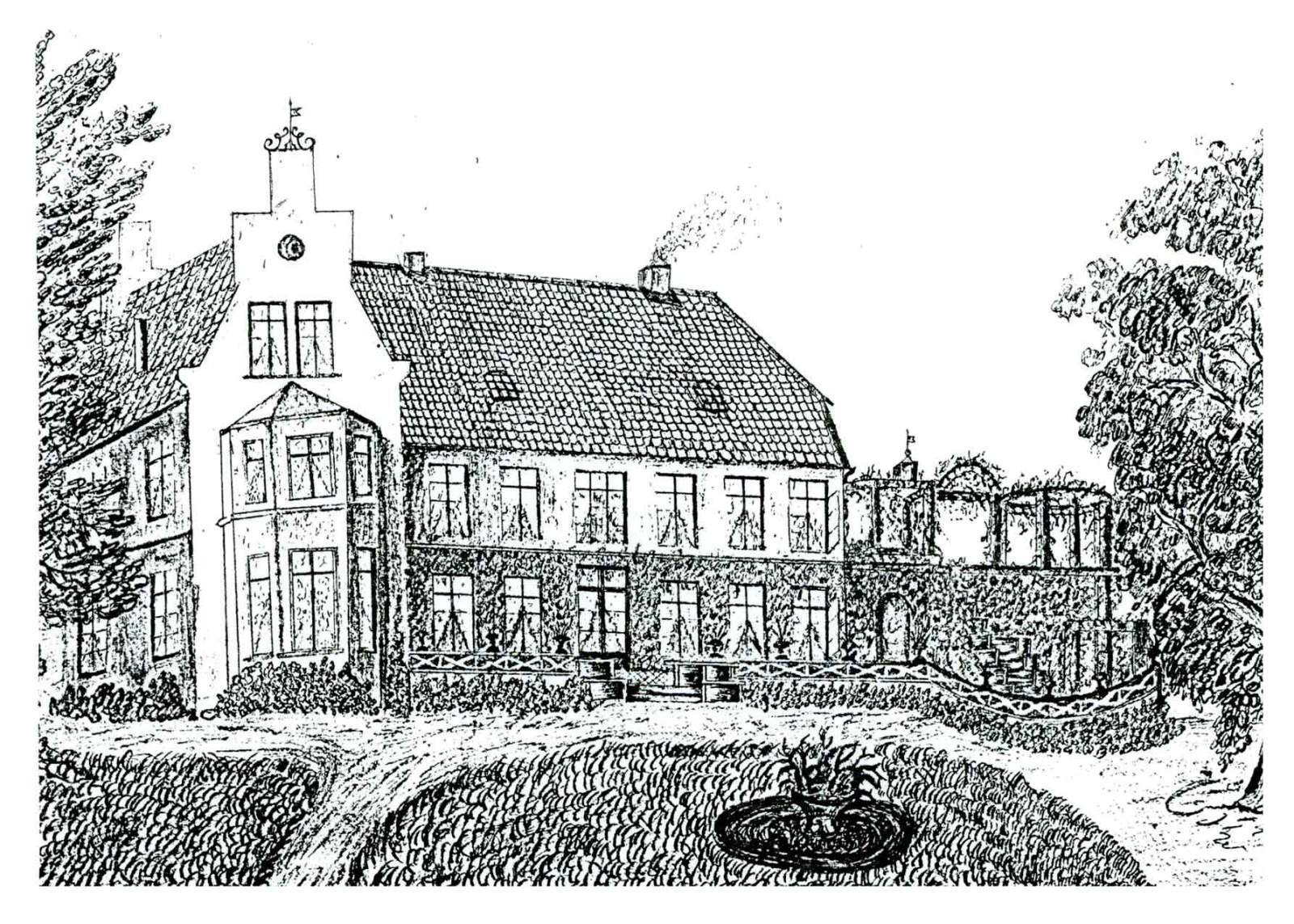 Zeichnung von dem alten Schloss auf dem Geesthofgelände.