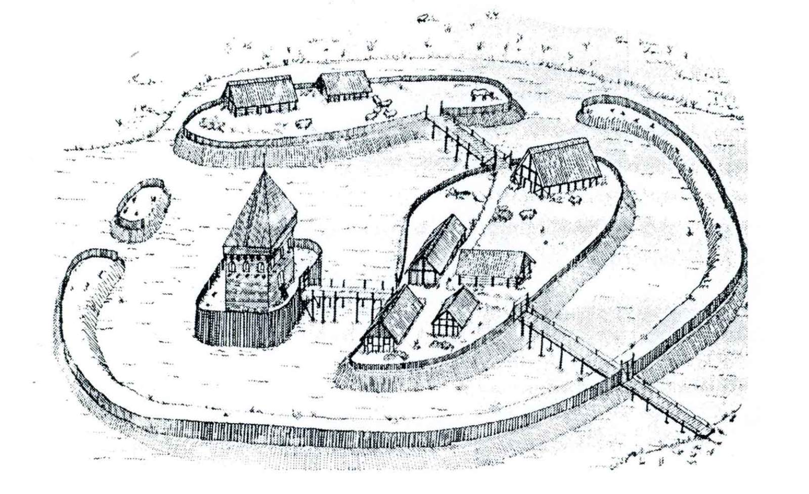 Zeichnung von dem alten Schlossgelände.