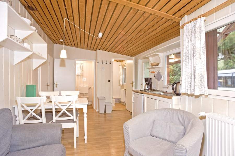 Foto von dem Innenraum von Chalet 2 mit Wohnzimmer und Küche