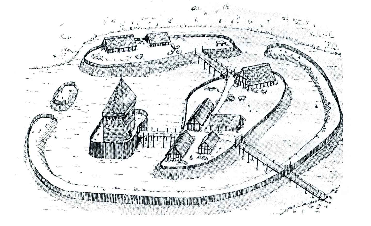 Zeichnung von dem alten Schlossgelände.