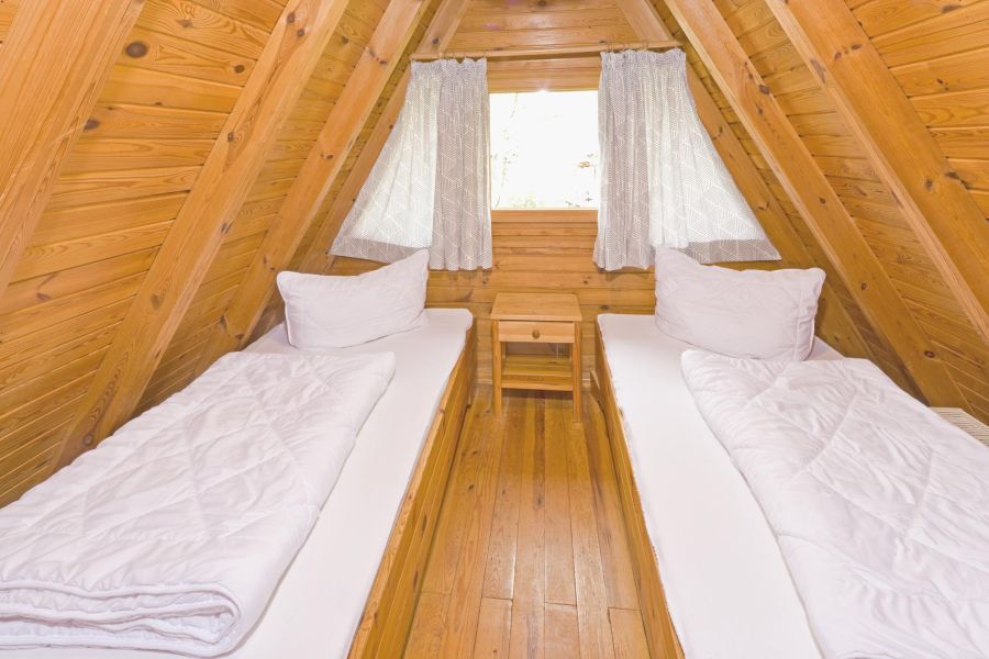 Foto von dem Schlafzimmer mit Einzelbetten im Nurdachhaus 340.