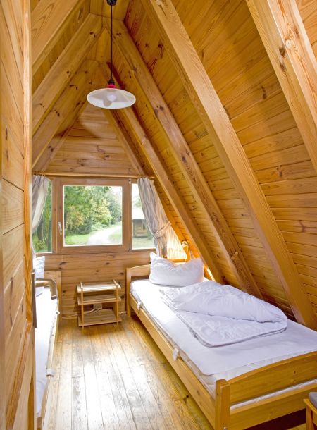 Foto von dem Schlafzimmer mit Einzelbetten im Nurdachhaus 306.