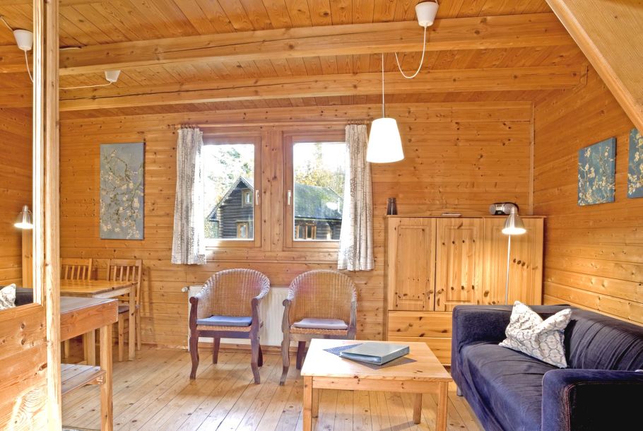 Foto von dem Wohnbereich im kleinen Blockhaus 353.