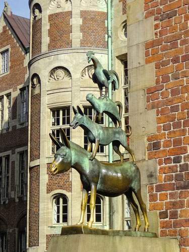 Foto von den Bremer Standmusikanten in der Hansestadt Bremen.